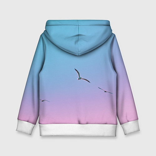 Детская толстовка Чайки птицы полет градиент / 3D-Белый – фото 2