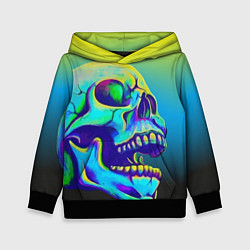 Толстовка-худи детская Neon skull, цвет: 3D-черный