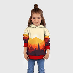 Толстовка-худи детская Горы закат пейзаж лиса арт, цвет: 3D-красный — фото 2