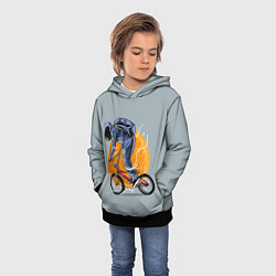 Толстовка-худи детская Космический велосипедист Z, цвет: 3D-черный — фото 2