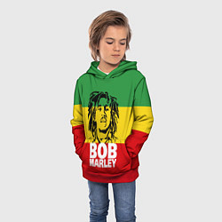 Толстовка-худи детская Bob Marley, цвет: 3D-красный — фото 2