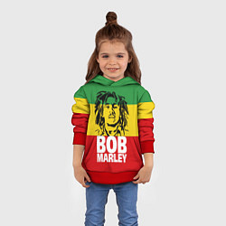 Толстовка-худи детская Bob Marley, цвет: 3D-красный — фото 2
