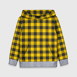 Толстовка-худи детская Желтая клетка, цвет: 3D-меланж