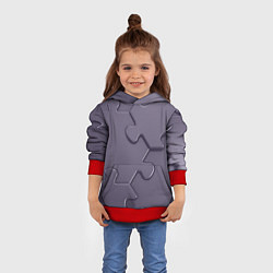 Толстовка-худи детская Puzzles, цвет: 3D-красный — фото 2