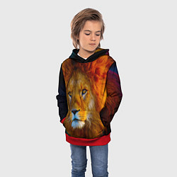 Толстовка-худи детская Лев 3D, цвет: 3D-красный — фото 2