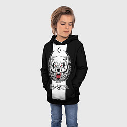 Толстовка-худи детская Узбекистан - волк с крыльями, цвет: 3D-черный — фото 2