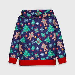 Толстовка-худи детская Новый год, цвет: 3D-красный