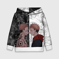 Толстовка-худи детская Jujutsu Kaisen Сукуна х Юдзи, цвет: 3D-белый