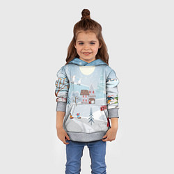 Толстовка-худи детская Зимний дворик, цвет: 3D-меланж — фото 2