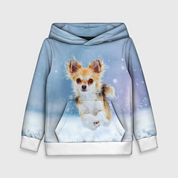 Детская толстовка Чихуахуа в снегу