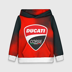 Толстовка-худи детская Ducati Corse logo, цвет: 3D-белый