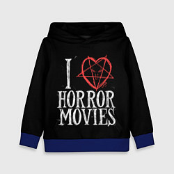 Толстовка-худи детская I Love Horror Movies, цвет: 3D-синий