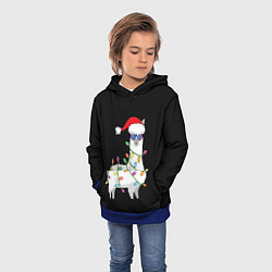 Толстовка-худи детская Рождественская Лама, цвет: 3D-синий — фото 2
