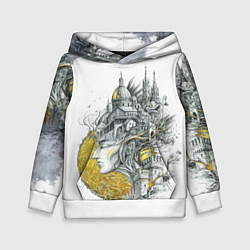 Толстовка-худи детская Город в голове, цвет: 3D-белый