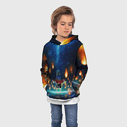 Толстовка-худи детская Ренгоку Кёджуро Клинок демонов, цвет: 3D-белый — фото 2