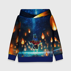 Толстовка-худи детская Ренгоку Кёджуро Клинок демонов, цвет: 3D-синий