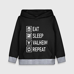 Толстовка-худи детская EatSleepValheimRepeat, цвет: 3D-меланж