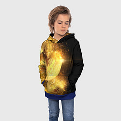Толстовка-худи детская БИТКОИН ЗОЛОТО BITCOIN GOLD, цвет: 3D-синий — фото 2