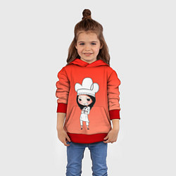 Толстовка-худи детская Повар девушка манга, цвет: 3D-красный — фото 2