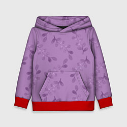 Толстовка-худи детская Листья на фиолетовом фоне, цвет: 3D-красный