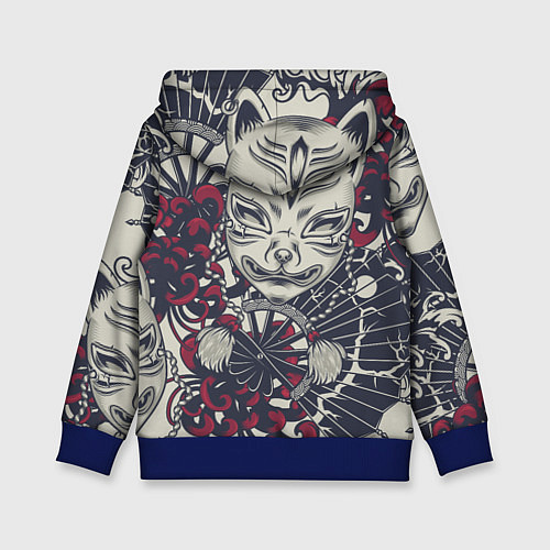 Детская толстовка Маска Кицунэ Маска лисы / 3D-Синий – фото 2