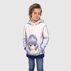 Толстовка-худи детская Малышка с пушистиком, цвет: 3D-синий — фото 2