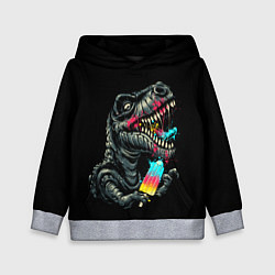 Толстовка-худи детская T-REX ЕСТ МОРОЖЕНОЕ, цвет: 3D-меланж