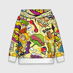 Толстовка-худи детская Комикс, цвет: 3D-белый