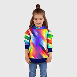 Толстовка-худи детская Пиксельная радуга, цвет: 3D-синий — фото 2