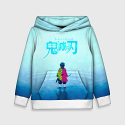 Толстовка-худи детская Гию Томиока Kimetsu no Yaiba, цвет: 3D-белый