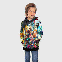 Толстовка-худи детская КЛИНОК РАССЕКАЮЩИЙ ДЕМОНОВ ПЕРСОНАЖИ, цвет: 3D-черный — фото 2