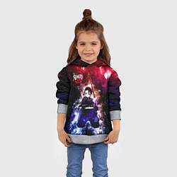 Толстовка-худи детская Танджиро Камадо Kimetsu no Yaiba, цвет: 3D-меланж — фото 2