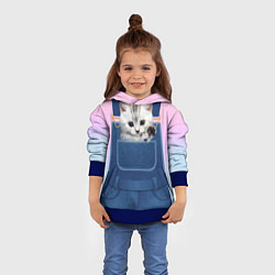 Толстовка-худи детская Котенок в кармане, цвет: 3D-синий — фото 2