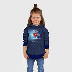 Толстовка-худи детская Ритм Сердца, цвет: 3D-синий — фото 2