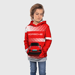 Толстовка-худи детская PORSCHE ПОРШЕ RED STYLE, цвет: 3D-меланж — фото 2