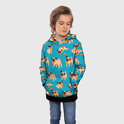 Толстовка-худи детская Мопсы с пиццей, цвет: 3D-черный — фото 2