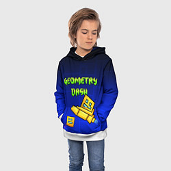 Толстовка-худи детская Geometry Dash, цвет: 3D-белый — фото 2