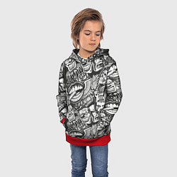 Толстовка-худи детская Тату ретро, цвет: 3D-красный — фото 2