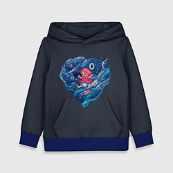 Толстовка-худи детская Ocean heart Totoro, цвет: 3D-синий