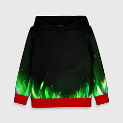 Толстовка-худи детская Зеленый огонь, цвет: 3D-красный
