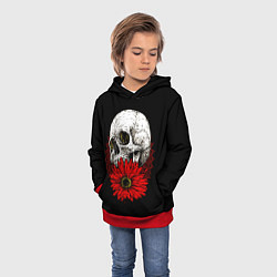 Толстовка-худи детская Череп и Красный Цветок Skull, цвет: 3D-красный — фото 2