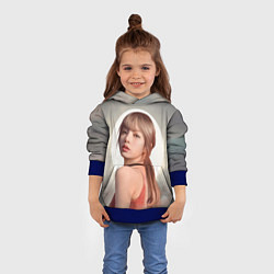 Толстовка-худи детская Лиса маслом, цвет: 3D-синий — фото 2