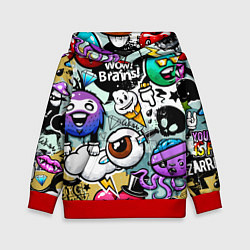 Толстовка-худи детская Граффити, цвет: 3D-красный