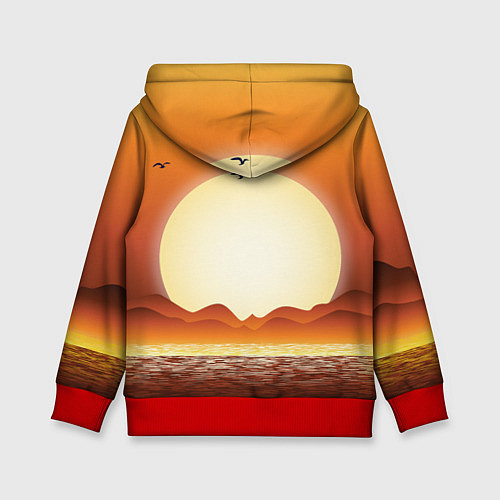 Детская толстовка Кораблик на закате / 3D-Красный – фото 2