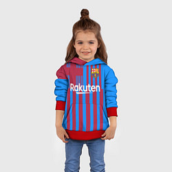 Толстовка-худи детская Домашняя форма ФК «Барселона», цвет: 3D-красный — фото 2