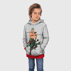 Толстовка-худи детская Арт Ророноа Зоро, One Piece, цвет: 3D-красный — фото 2