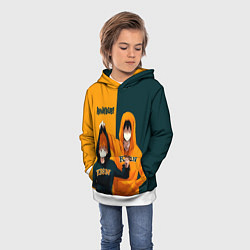 Толстовка-худи детская Хината и Кагеяма из Карасуно, цвет: 3D-белый — фото 2