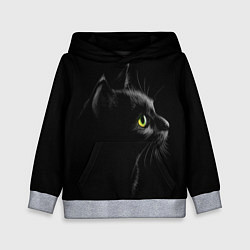 Толстовка-худи детская Черный кот, цвет: 3D-меланж
