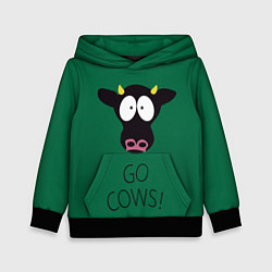 Толстовка-худи детская Go Cows, цвет: 3D-черный