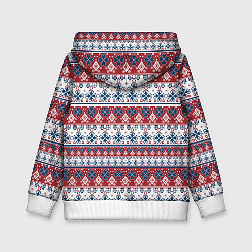Детская толстовка Этнический красно-синий узор / 3D-Белый – фото 2